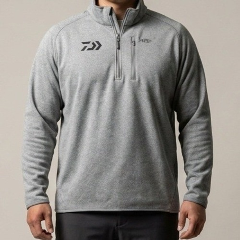 AFTCO x Daiwa Mens XL Heather Gray AFTECH 1/4 Zip Performance Fishing Pullover